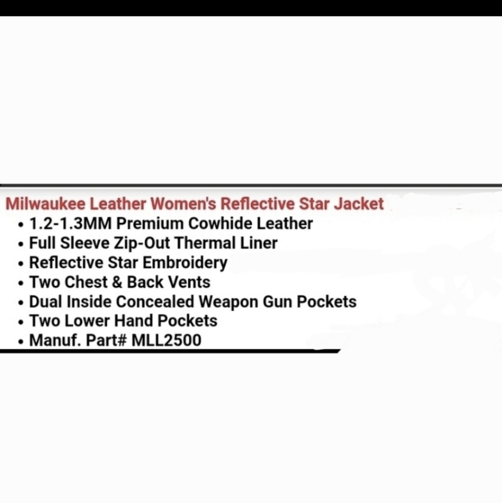 Milwaukee Leather Reflective Star Moto Jacket 🏍 NWOT - Give Giving Condition - Picture 7 of 7